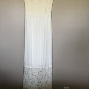 A&F White maxi strapless dress